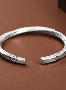 高档罗泰老银匠银999纯莫比乌银环手镯男女士款斯复古新中式镯子