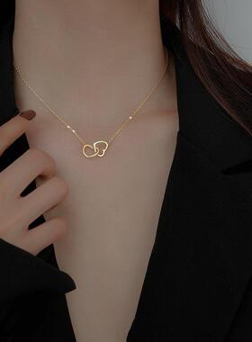ins双环心形简约项链锁骨项链