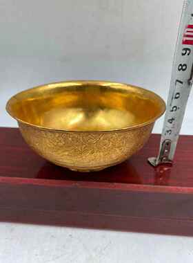 仿古古玩古董老物件收藏镀24k金大唐贞观年间金碗工艺品摆件家用