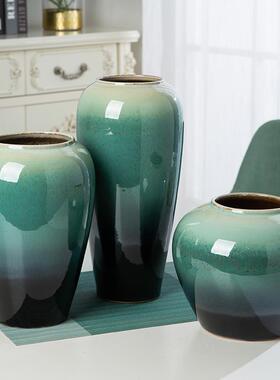 景德镇花瓶陶瓷摆件客厅插花新中式装饰品水培花器覆古手工花盆