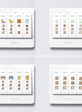家用电灯开关标识贴纸自粘夜光开关标签车标贴示创义大利面板开关