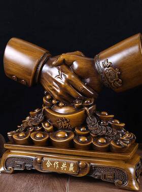 树脂携手共赢公司树脂摆件创意老板办公室装饰办公桌摆件