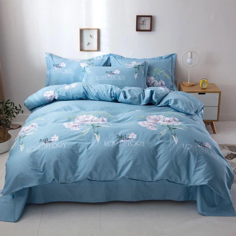Thickened pure brushed four-piece bedding set, bed sheets, quilt cover, dormitory three-piece bedding set, simple twill four-piece set