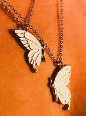 闺蜜小挂件二人闺蜜项炼女二人款友谊项炼好朋友项炼一对滴油蝴蝶