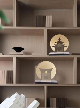 创意新中式金属意屏风禅板铁艺摆件378客厅桌玄关样房博古架面装