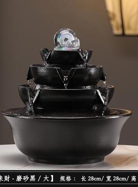 正品瓷八方陶来循财水招财风水轮倒流水摆件时来运环转办公室客厅