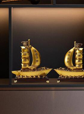 一帆风顺船摆件家居客厅公室酒柜电视柜玄关装饰品开业乔迁礼品