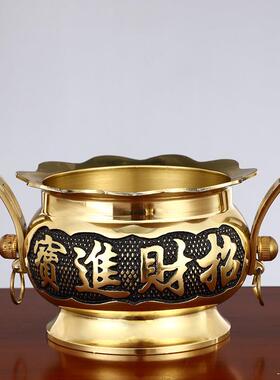 圆通佛具香炉铜合金双耳香炉家用室内客厅供奉供佛财神观音香炉碗