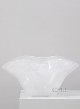 北欧风轻奢白色异形琉璃花瓶样板房别墅酒店民宿鲜花干花软装摆件