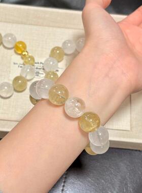 海盐柠檬原创天然柠檬黄白幽灵清新手串时尚轻奢小众女款手饰朋友