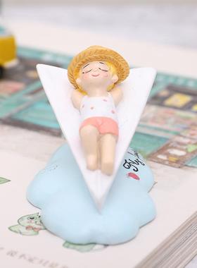 如果卡通少年蛋糕树脂摆设创意家居装饰品微景观汽车车载摆件