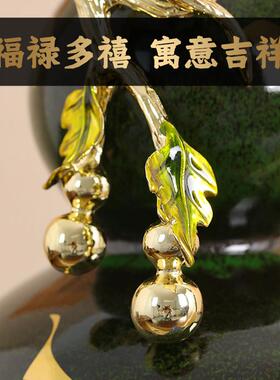 新中式珐瑯彩陶瓷葫芦摆件客厅玄关工艺礼品摆饰大气装饰品高级轻