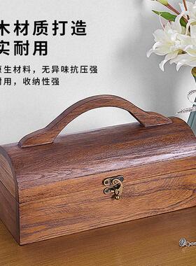 实木首饰盒耳环项链戒指复古手提收纳盒带锁东南亚中式木质饰品盒