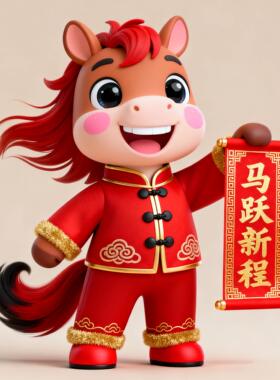 发光卡通生肖马户外商场门店景区酒店文旅美陈装饰摆件马年雕塑