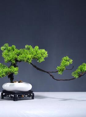 仿真迎客松盆景小摆件博古架电视柜茶几禅意办公室桌面装饰品中式
