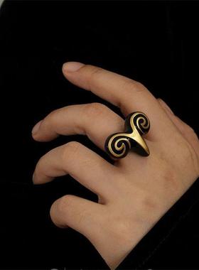 山羊系列原创设计黑珐琅戒指戒圈设计师款食指戒小众时尚新品礼物