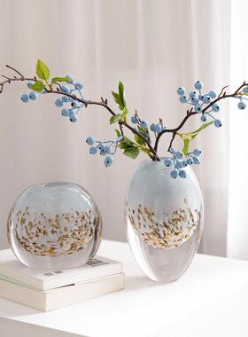 轻奢现代彩色花瓶高档水培插花玻璃花器客厅餐桌软装饰品摆件