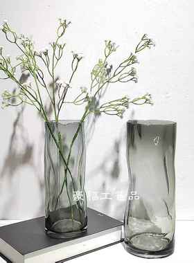 1255现代简或色摆玻璃花约瓶件面家居样板房餐厅桌插花设计装饰摆