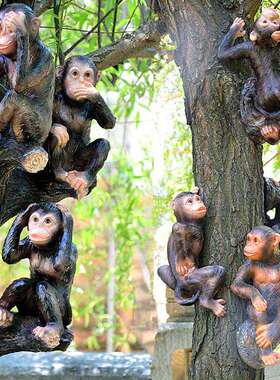 仿真猴子动物摆件园艺景观设计个性壁挂树脂工艺品树上装饰品