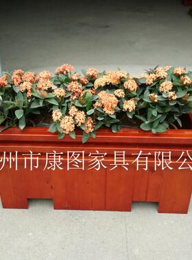 包邮防腐木花箱户外移动实木花盆商业街木质长方形景观花坛种植箱