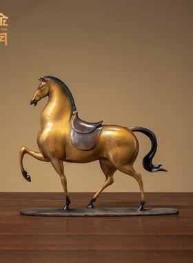 铜金岁月马黄上金安铜马摆件开典业庆赠礼品电柜博古视架YTR铜马