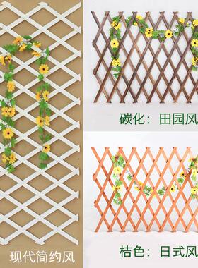 爬藤花架户外庭院防腐木栅栏伸缩实木篱笆花园围栏护栏装饰栏杆