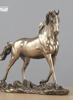 冷铸铜马摆件轻奢工艺礼品摆饰小精致马到成功摆设马上封侯发财马