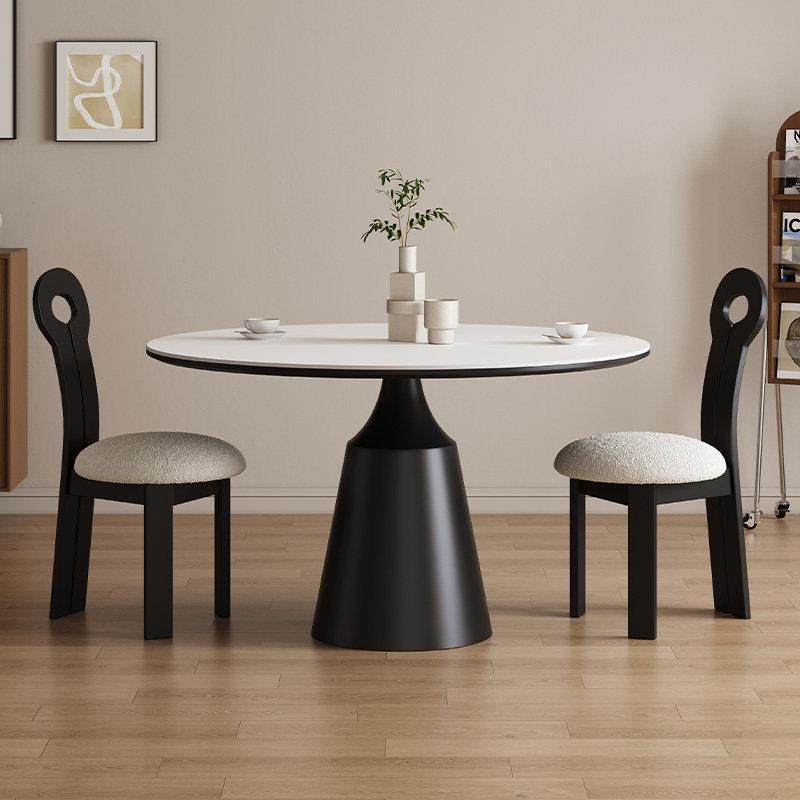 德利丰岩板圆桌意式现代简约圆形餐桌纯黑小户型家用高端吃饭饭桌,淘宝优惠券,粉丝福利购,淘宝优惠卷