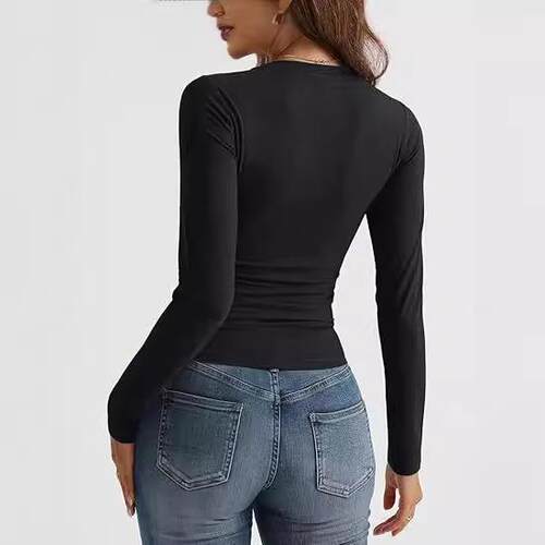 Long Sleeve V Neck Crop Top for Women Soft Workout Shirt - 图2