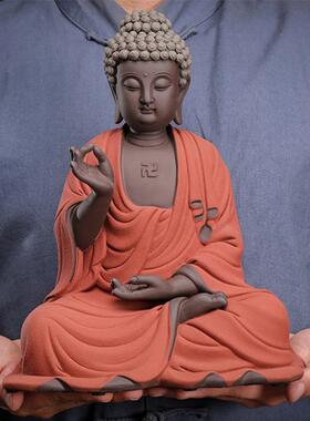 正品陶瓷工艺释品摆佛件迦尼像本命佛中式客摩厅家居玄关博古架装