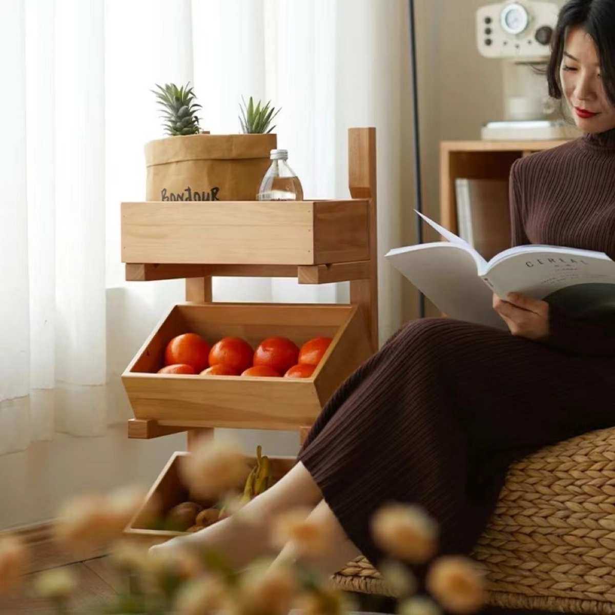 实木收纳厨房多格蔬菜展示架客厅陈列架置物架耐用木质杂物餐厅,淘宝优惠券,粉丝福利购,淘宝优惠卷