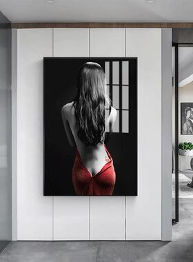 北欧晶瓷装饰画酒店玄关画KTV包厢墙壁画抽象美女挂画晶瓷画