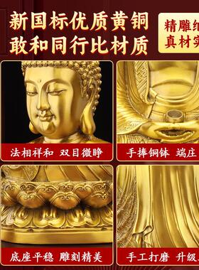 释迦牟尼佛佛像摆件家里供奉黄铜阿弥陀佛大日如来佛祖释迦摩尼铜