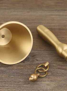 手摇铃铛大小号纯铜有柄铃铛手摇钟玩具儿童铃铛乐器铜铃铛呼叫铃