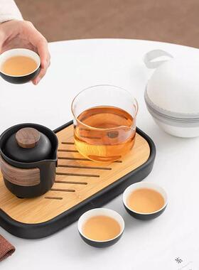 便携式旅行茶具套装一壶三杯日式随身粗陶快客杯户外露营茶壶茶杯