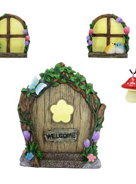 跨境新款门窗套装树挂花园挂饰摆设仿真花蝴蝶夜门窗树挂现货