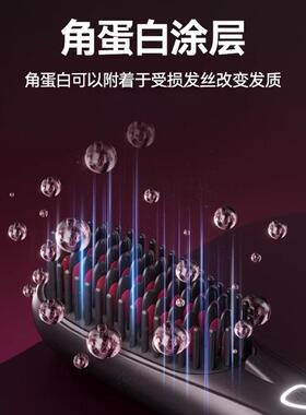 新款直销跨境无线负离子直发梳角蛋白护直发夹发便携蓬松多功能恒
