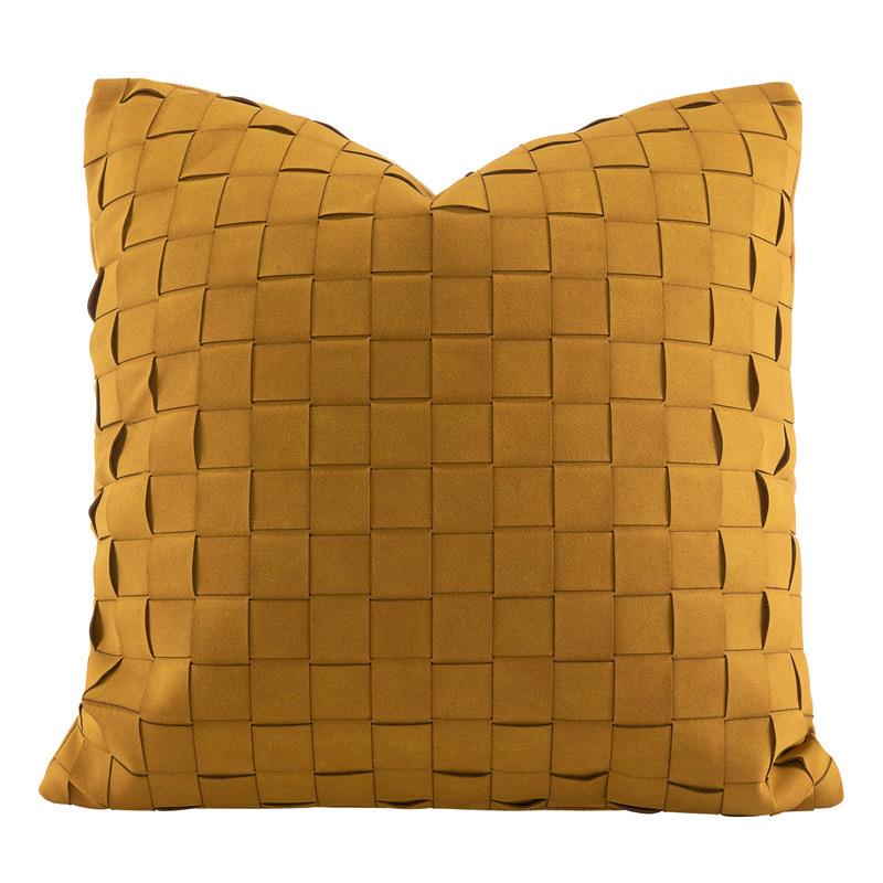 Modern and simple Nordic style ginger suede hand-woven pillowcase bed and breakfast model room sofa bay window cushion