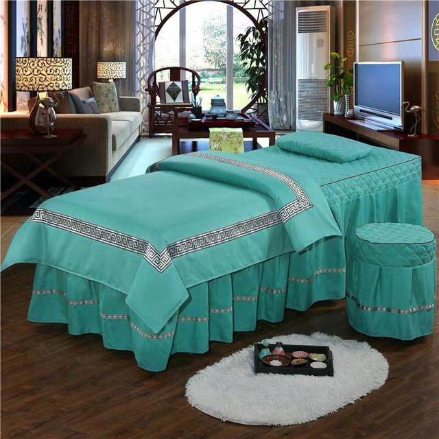 Beauty bed cover simple children's massage bed fumigation sheet cover with holes beauty salon bed cover four-piece set