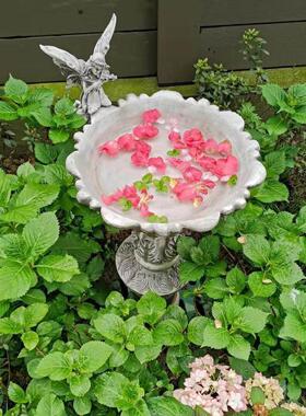 户外花园装饰摆饰花仙子喂鸟器水培花盆别墅庭院露台喷泉景观摆件