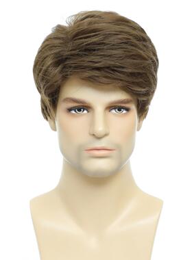 BCHR Mens Wigs Short Brown Wig Men Natural Fluffy Cosplay Co