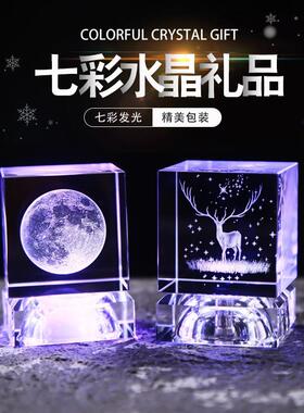 发光月球意水晶月摆件桌面氛围亮灯小夜灯宇宙情侣生日礼创物女生