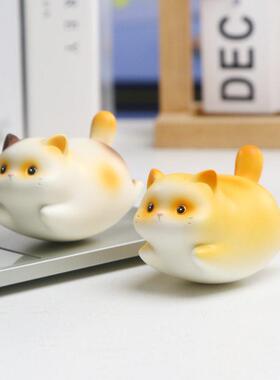 卡通福瑞猫猫摇摇乐摆件可爱猫猫树脂工艺品治愈系公室桌面摆件
