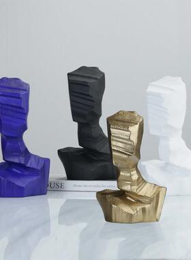 现代简约黑白色半身人物抽象创意摆件样板房间售楼处家居装饰摆设