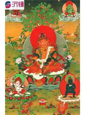 高端定制仿手绘黄财神唐卡高清藏巴拉画像五路装饰画挂画玄关热贡