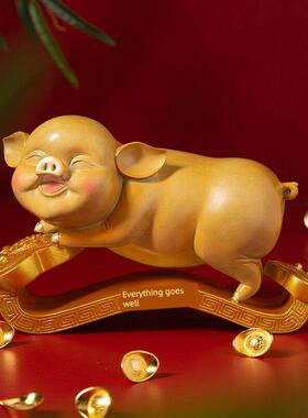 如意猪客厅房间铜猪可爱生肖猪摆件玄关家居装饰品创意礼品工艺品