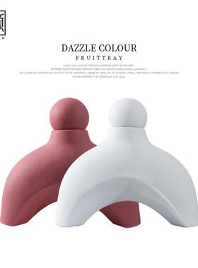 现代简约几何抽象陶瓷花瓶北欧客厅餐桌电视柜家居装饰品创意摆件