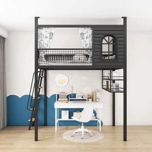 UID7W省空间小户型梯柜床阁楼床寓床上床二楼高架床床下桌书公架 - 图2