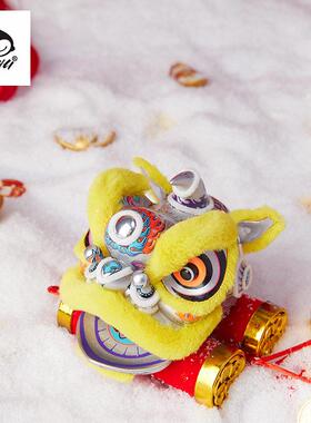 BUHU国潮醒狮摆件广东特色中控桌面车载装饰一路平安新年礼品