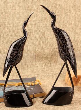 牛角家居客厅电视柜装饰品办公桌面摆件创意动物仙鹤手工艺礼物